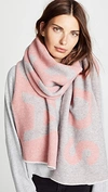 Acne Studios Oversized Logo Scarf In Grey/pink