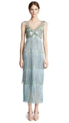 MARCHESA NOTTE TIERED V NECK GOWN