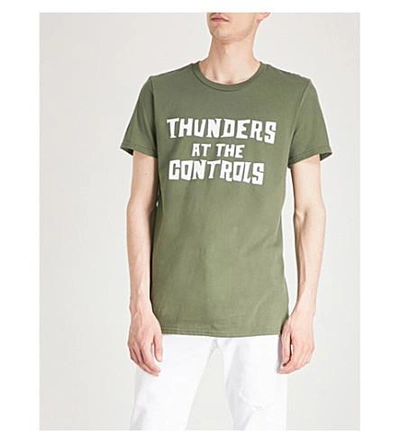 Thunders Logo-print Cotton-jersey T-shirt In Olive
