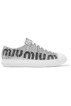 MIU MIU Logo-print glittered leather sneakers