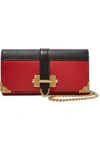 PRADA CAHIER TWO-TONE LEATHER SHOULDER BAG