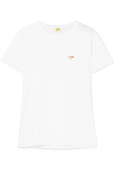 Yeah Right Nyc Rainbow Embroidered Cotton-jersey T-shirt In White