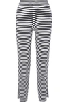 ALLUDE STRIPED WOOL AND CASHMERE-BLEND PANTS