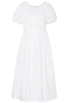 ULLA JOHNSON GALLIA PLEATED COTTON-POPLIN MIDI DRESS