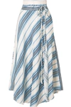 APIECE APART ROSEHIP WRAP-EFFECT STRIPED LINEN AND SILK-BLEND SKIRT