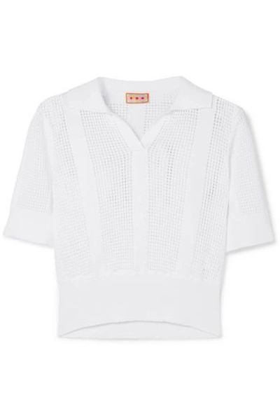 Lhd Le Phare Open-knit Cotton Polo Shirt In White