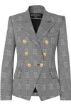 BALMAIN DOUBLE-BREASTED PRINCE OF WALES CHECKED COTTON-BLEND BLAZER