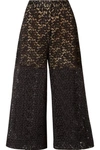 STELLA MCCARTNEY CROPPED CORDED COTTON-BLEND LACE WIDE-LEG trousers