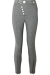 ALEXANDER WANG BUTTON-EMBELLISHED HOUNDSTOOTH WOVEN SKINNY PANTS