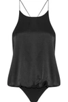 ALIX ALIX WOMAN CORNELIA SILK-SATIN AND STRETCH-JERSEY BODYSUIT BLACK,3074457345619057786