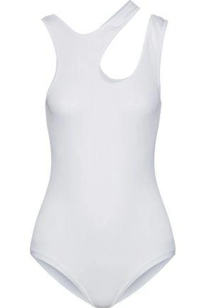 Alix Woman Cutout Ribbed Stretch-modal Bodysuit White