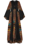 ETRO LACE-PANELED PRINTED SILK-CHIFFON MAXI DRESS