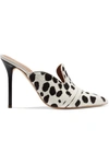 MALONE SOULIERS HAYLEY 100 LEATHER-TRIMMED ANIMAL-PRINT CALF HAIR MULES