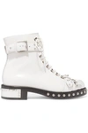 ALEXANDER MCQUEEN HOBNAIL STUDDED LEATHER ANKLE BOOTS