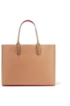 Christian Louboutin Cabata Spiked Textured-leather Tote In Beige