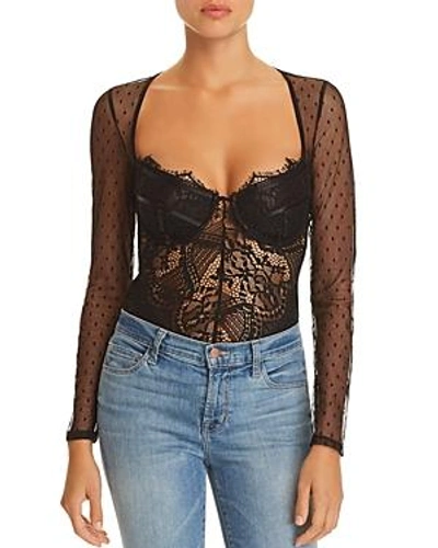 Bardot Farrah Lace & Mesh Bodysuit In Black