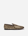 DOLCE & GABBANA GOLD JACQUARD SLIPPERS,A50148AU34580997