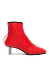 CALVIN KLEIN 205W39NYC CALVIN KLEIN 205W39NYC GRAINNE LEATHER CRYSTAL HEEL ANKLE BOOTS IN RED