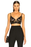 Fleur Du Mal Black Lily Embroidery Longline Demi Bra In Black