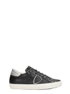 PHILIPPE MODEL PARIS BLACK SILVER LEATHER SNEAKERS,10636449