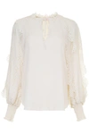SEE BY CHLOÉ LACE SHOULDER BLOUSE,10634646