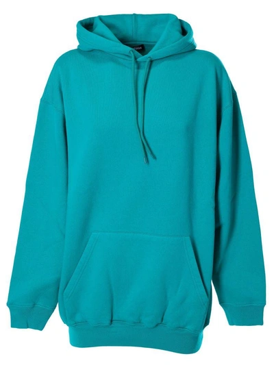 Balenciaga Logo-print Hooded Cotton-blend Sweatshirt In Blue