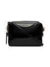 ANYA HINDMARCH BLACK DOUBLE STACK PATENT LEATHER CLUTCH BAG