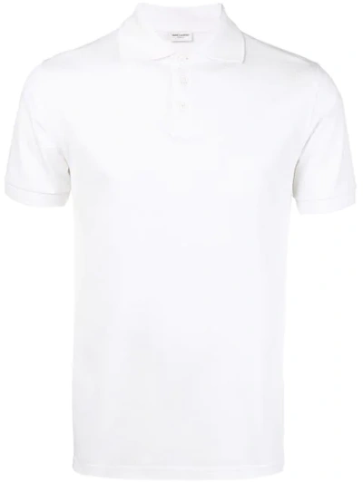 Saint Laurent Monogram Polo Shirt In White