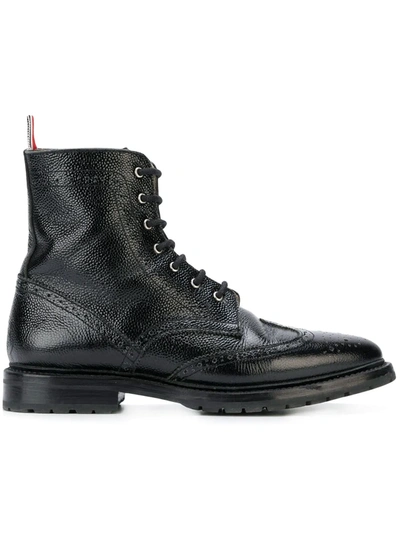 Thom Browne Black Classic Wingtip Rubber Sole Boots