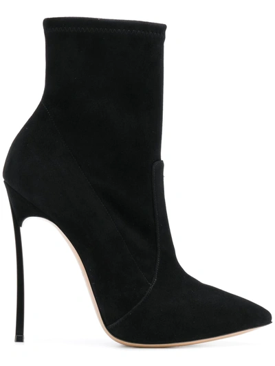 Casadei High Heels Ankle Boots In Black Leather