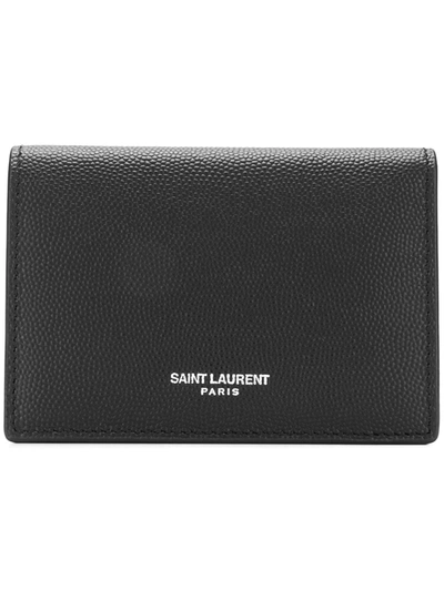 Saint Laurent Pebble-grain Leather Billfold Wallet In Black