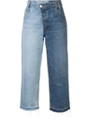 Monse Two-tone Distressed Mid-rise Straight-leg Jeans In Azzurro
