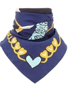 FENDI FENDI LOGO SQUARE FOULARD SCARF - BLUE