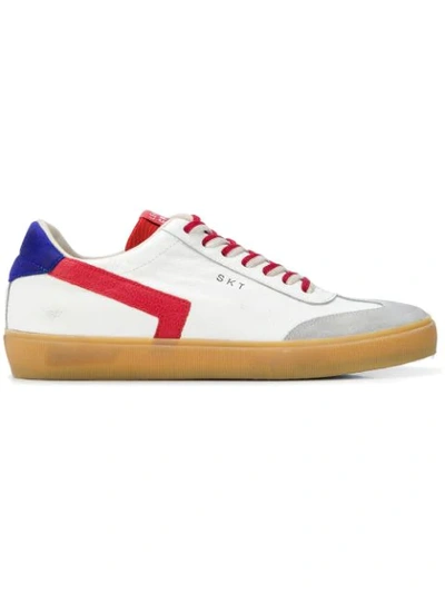 Leather Crown Contrast Lace-up Trainers In White