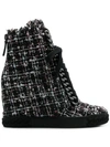 CASADEI CASADEI TWEED WEDGE SNEAKERS - BLACK