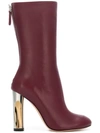 ALEXANDER MCQUEEN METALLIC HEEL MID-CALF BOOTS