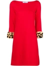 BLUMARINE BLUMARINE LEOPARD PRINT CUFF DRESS - 红色