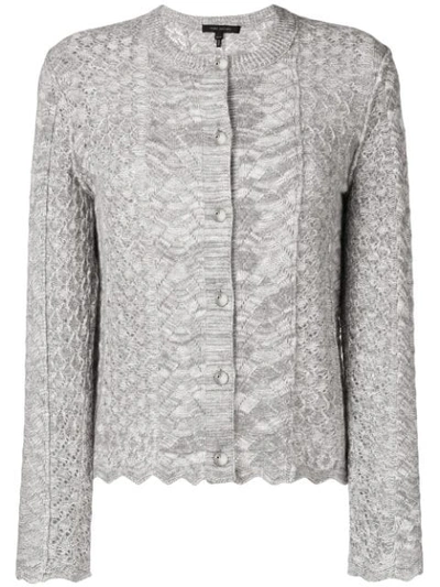 Marc Jacobs Button-front Cross-stitched Long-sleeve Cashmere-blend Cardigan In Grey Melange