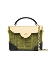 MANU ATELIER YELLOW AND BLACK MICRO BOLD LINEN LEATHER SHOULDER BAG