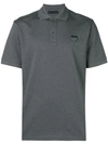 Prada Logo Patch Polo Shirt In Grey