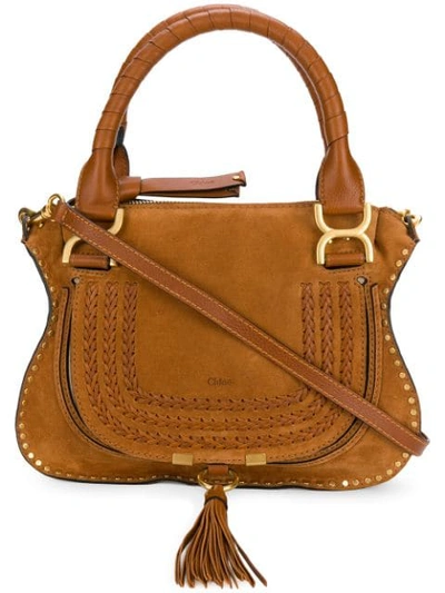 Chloé Marcie Medium Suede Shoulder Bag In Caramel