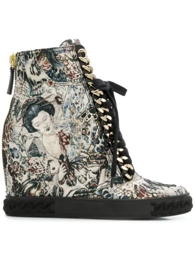 Casadei Printed Wedge Trainers - Multicolour