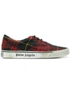 PALM ANGELS DISTRESSED PLAID LOW-TOP SNEAKERS