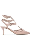 Valentino Garavani Rockstud-embellished Pointed Pumps In Neutrals