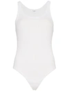 RE/DONE WHITE SLEEVELESS RIBBED COTTON BODY VEST
