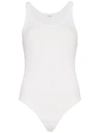 RE/DONE WHITE SLEEVELESS RIBBED COTTON BODY waistcoat