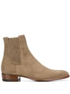 Saint Laurent Men's Wyatt Suede Chelsea Boots, Green In Neutrals