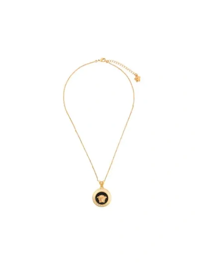 Versace Medusa Tribute Pendant Necklace In Black,gold