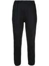 ISSEY MIYAKE PLEATS PLEASE BY ISSEY MIYAKE PLEATED CROPPED TROUSERS - BLACK