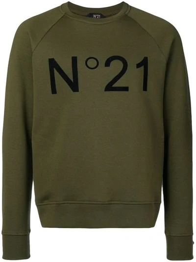 N°21 Nº21 Contrast Logo Sweatshirt - 绿色 In Green
